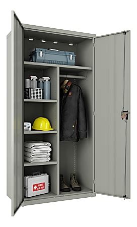 lorell fortress series steel wardrobe cabinet light gray|lorell fortress desk.